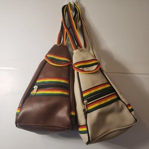 Mini Bags White Brown Leather-type shoulder strapped zippered pockets multicolor